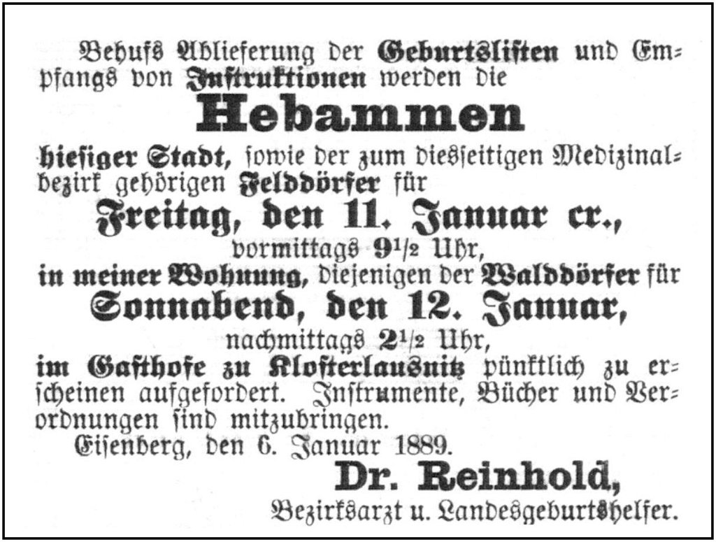 1889-01-11 Kl Hebammen